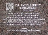Dr. Patyi Ferenc emléktábla